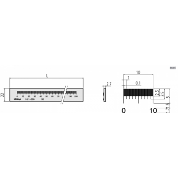 Mitutoyo arbets glas skala + GB inspektionscertifikat, 0.1mm+